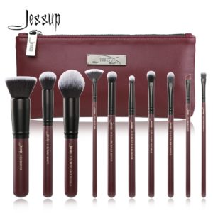 Jessup 10pcs Makeup Brushes Set Dropshipping pincel maquiagem Concealer Eyelashes Eyeshadow brushes T259 Cosmetic Bag CB004