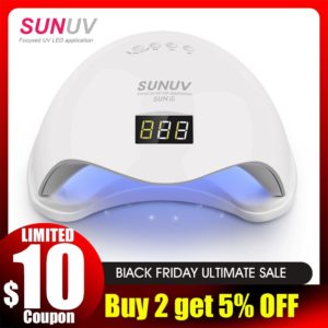 SUNUV SUN5 48W Dual UV LED Nail Lamp Nail Dryer Gel Polish Curing Light with Bottom 30s/60s Timer LCD display