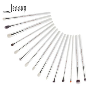 Jessup 15pcs makeup brushes Pearl White/Silver Synthetic Bristles maquiagem profissional completa eyeshadow pencil brushes T237