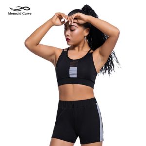 Summer 2019 New Laser Reflective Element Design Outdoor Running Sets bra+short Sports Bras Fitness Suit Fitness shorts Yoga Set