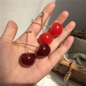 MENGJIQIAO 2019 New Japan Korean Cherry Shaped Drop Earrings For Women Sweet Girls Cute Brincos Line Pendientes Jewelry Gifts