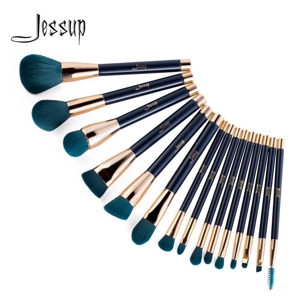 Jessup 15pcs Makeup Brushes Set Dropshipping Blue/Purple pincel maquiagem Powder Eyeshadow Eyeliner Lip Contour Cosmetic Brush