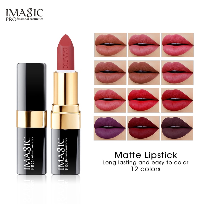 IMAGIC Lipstick Moisturizer Lips Smooth Lip Stick Long Lasting Charming Lip Lipstick Cosmetic Beauty Makeup 12 Colors