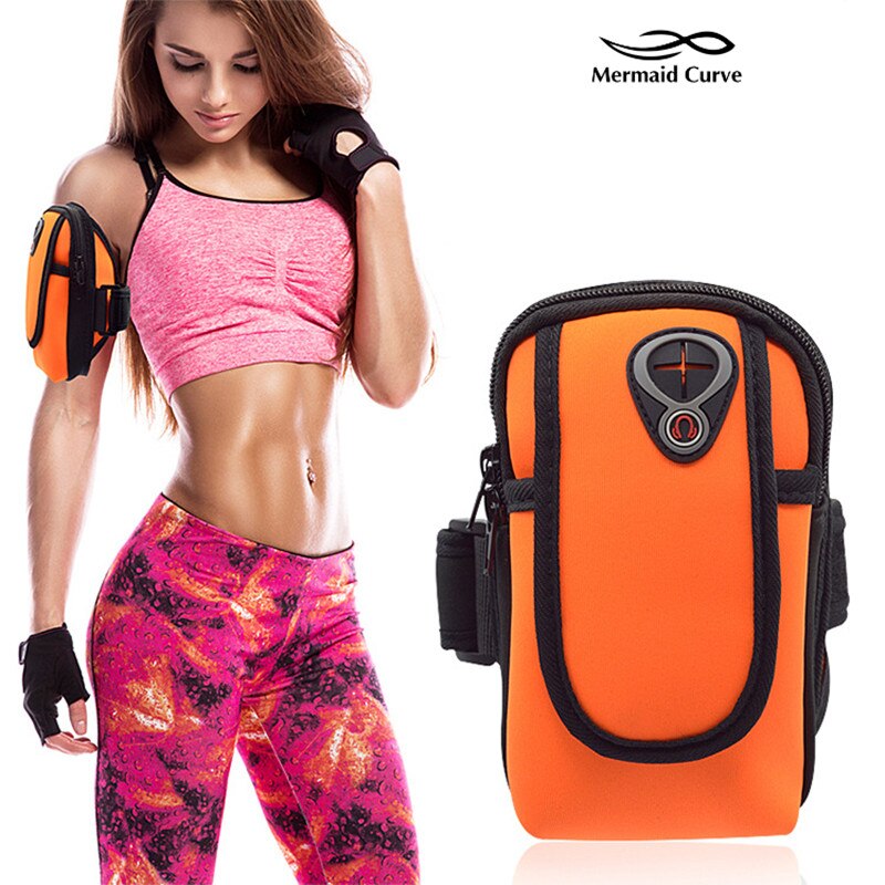 Custom LOGO Zippered Fitness Running Arm Band Bag Pouch Jogging Workout Cover For Mobile 4-6 inches Smart Phone Bag