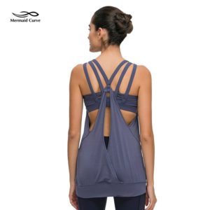 Bra Gym 2-In-1Tank Removable Cups Yoga shirt Loose Fit Layers Easily Fitness Tank  Women’s Yoga Vest Top Summer New Style 2020