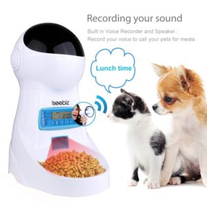 Iseebiz 3L Automatic Pet Food Feeder With Voice Recording Pet food Bowl For Medium Dog Cat LCD Screen Dispensers 4 times One Day