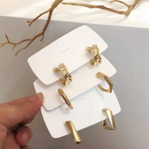 MENGJIQIAO New Punk Metal Gold color Square Hoop Earrings For Women Jewelry Irregular Circle Brincos Party Ear Accessory Jewelry
