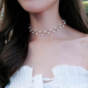 2018 Trendy Elegance Statement Necklace Charm Simulated Pearl Beads Choker Necklace For Women Kolye Collier Femme