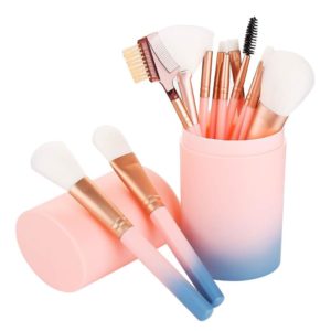 12 pcs Professnial Makeup Brushes Case Box Set with Cylinder Gradient Handle Foundation Powder Brush Brochas Pincel Maquiagem