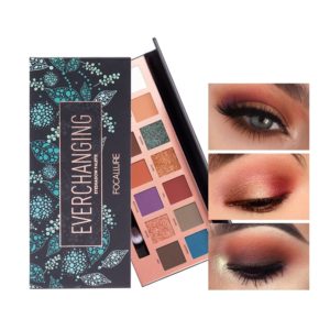 FOCALLURE 14Colors Eyeshadow Palette Matte Glitter Shimmer Tropical Vacation Eyeshadow Palette with Brush
