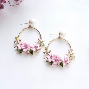 MENGJIQIAO 2018 New Elegant Big Circle Flower Drop Earrings For Women Fashion Simulated Pearl Rhinestone Boucle D’oreille