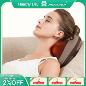 JinKaiRui Vibrating Kneading Neck Body Massager Hammer Pillow Infrared Shiatsu Electric Shoulder Back Massage Massagem Car/Home