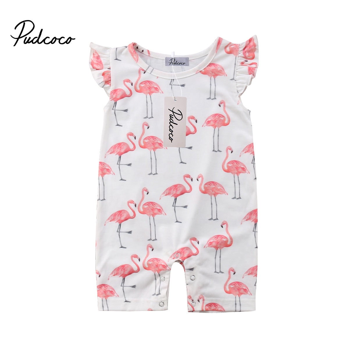 Cute Baby Rompers Toddler Kids Baby Girl Flamingo Jumpsuit Short Sleeve Romper Harem Trousers Jumper Girl Clothes Outfits
