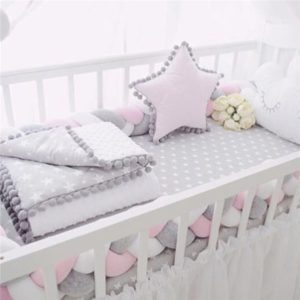 2M/3M Baby Bed Bumper Knotted Braid Pillow Cushion Baby Crib Bumper for Infant Newborn Room Cot Decor