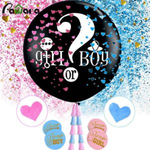 36 Inch Gender Reveal Balloon Girl or Boy Black Latex Balloon Stickers Confetti Tassel Baby Shower Gender Reveal Party Supplies