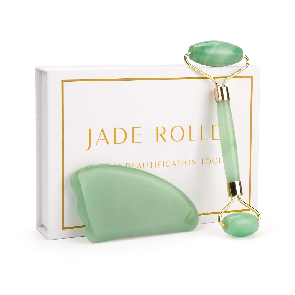 Quartz Roller Face Massager Facial Jade Roller Double Heads Stone Massage Skin Relaxation Beauty Care Thin Face Slimming Set Box