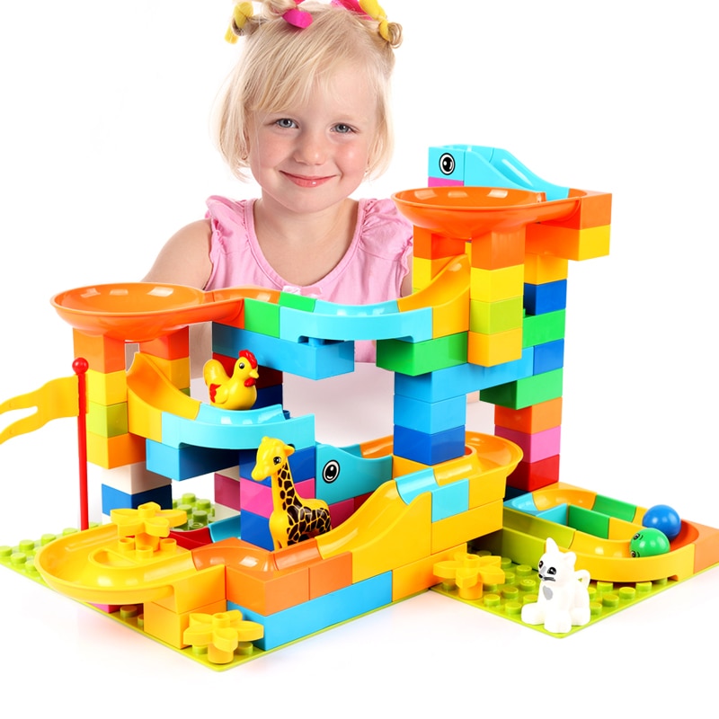 Magical Marble Race Run Block Compatible LegoINGlys Duploed Building Blocks Funnel Slide Blocks DIY Bricks Toys For Children