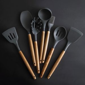 Wood Handle Food Grade Silicone Kitchenware Multiple Sets Kitchen Tools Scraper Set Kitchen Tools Kitchen Accessories