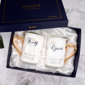 OUSSIRRO 2Pcs/Set Couple Cup Ceramic Kiss Mug Valentine’s Day Wedding Birthday Gift