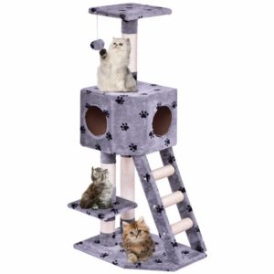 Pet Cat Climbing Tree With Ladder Play House Tower Condo Bed Cats Scratching Posts Kitten Wood Cat Furniture Supplies PS7001