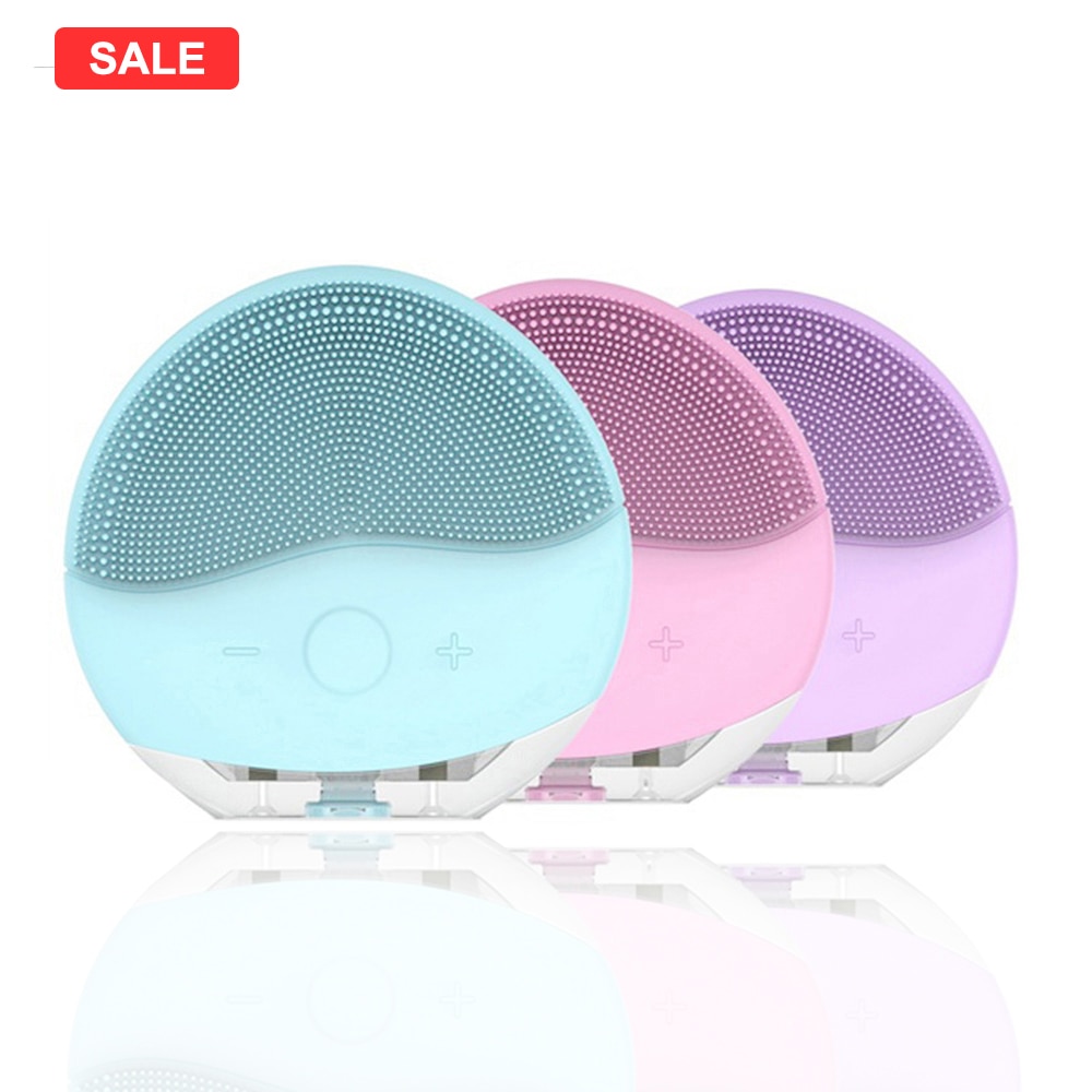 Mini USB Electric Face Facial Cleansing Brush Foreoing Silicone Sonic Cleaner Deep Pore Cleaning Waterproof Face Scrubber