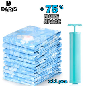 SDARISB 11PCS Thickened Vacuum Storage Bag For Cloth Compressed Bag with Hand Pump Reusable Blanket Clothes Quilt Organizer
