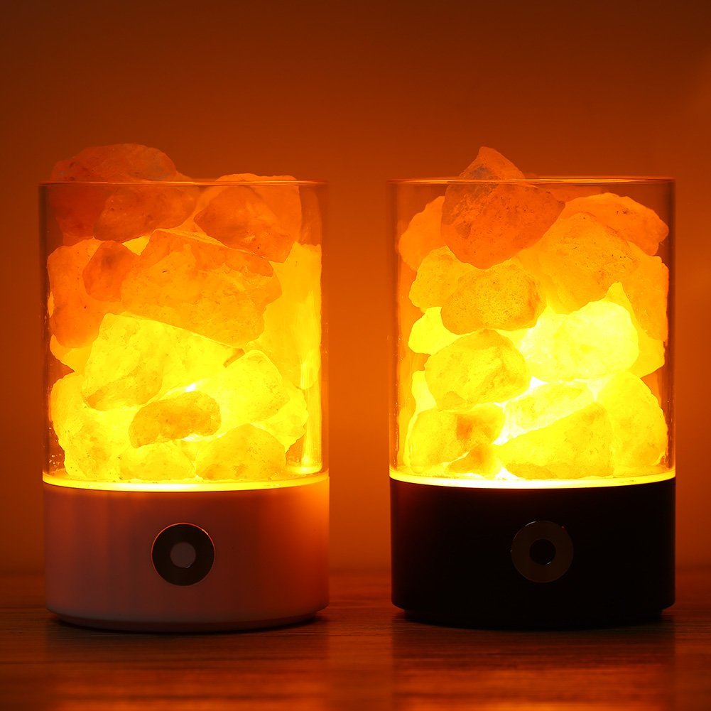 USB Real Himalayas Salt Crystal Rock Lamp Good for Health Small Mineral Negative Ionic Stone Lava Salt Night Light for Bedroom