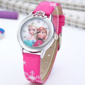 Elsa Watch Girls Elsa Princess Kids Watches Leather Strap Cute Children’s Cartoon Wristwatches Gifts for Kids Girl