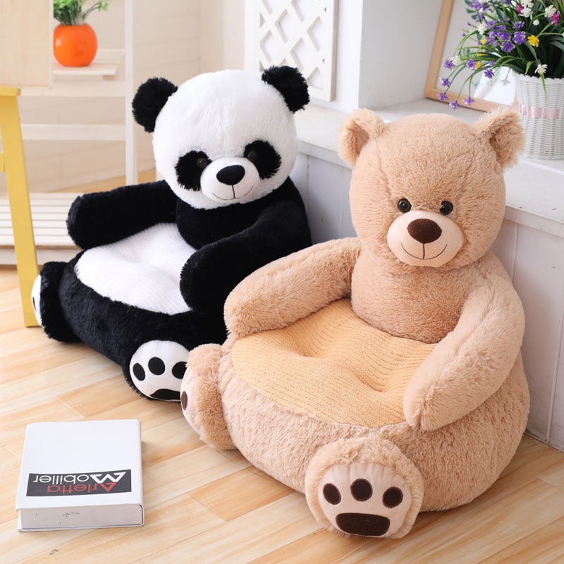 Soft Panda Teddy Bear Baby Plush Chair Seat Cartoon Animal Protective arms Sofa Infant Stuffed Children Sofa Kids Birthday Gift