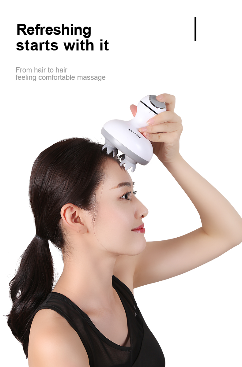 Jinkairui Electric Scalp Massager Head Spa Therapy Massage Portable Waterproof For Muscle Relax