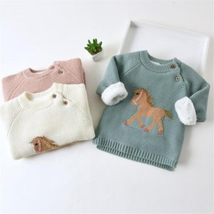 Knitted Baby Clothes Girls Sweater Infant Clothing Newborn Baby Boy Sweaters Thick Fleece Unicorn Kids Sweaters Toddler Cardiagn