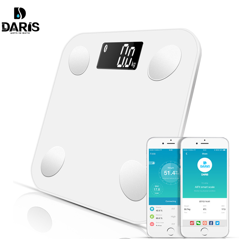 SDARISB Bluetooth scales floor Body Weight Bathroom Scale Smart Backlit Display Scale Body Weight Body Fat Water Muscle Mass BMI
