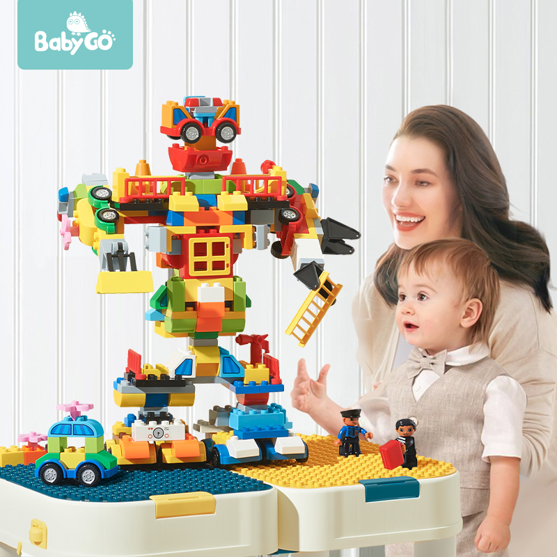 BabyGo 89pcs Large Size building block Sets Pirate Adventure Compatible LegoINGlys Duploed Race Run Block Toy for Children