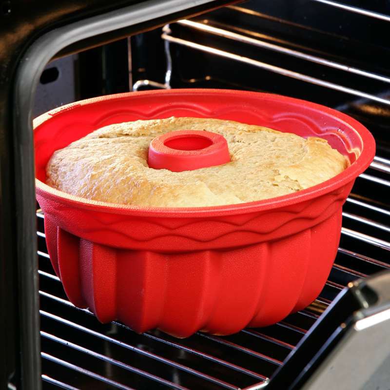 Large hollow round 9 inch chiffon cake mold gear plate, silicone cake mold, baking tool easy to release.