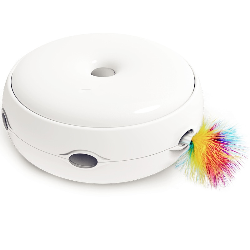 Electric cat toy feather smart funny cat stick Teasing crazy play disc cat catching mouse donut automatic turntable toy for cat