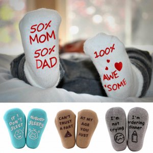 Unisex Baby Funny Socks Newborn Toddler Non-skid Letter Print Ankle Socks Baby Shower Gifts 0-112 Months