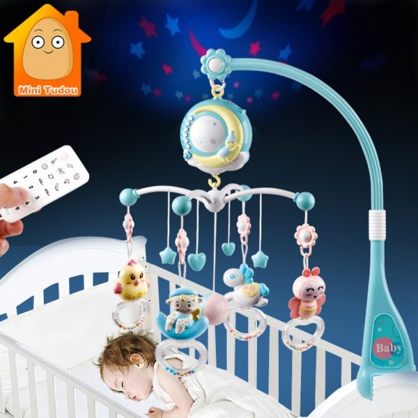 Baby Rattles Crib Mobiles Toy Holder Rotating Mobile Bed Bell Musical Box Projection 0-12 Months Newborn Infant Baby Boy Toys 1