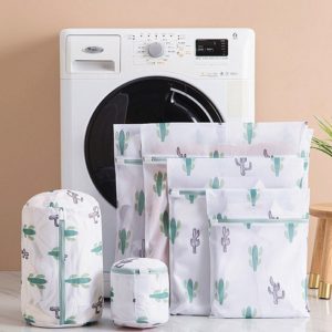 6 Sizes Polyester Mesh Wash Laundry Bag For Clothes Underwear Household Protected Lingerie Bra Washing Bag Cactus Printing Bags