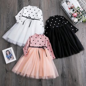 Autumn Long Sleeves Toddler Baby Girl  Dress Kids Baby Girls Tutu Casaul Outfits Dots Children Clothes 1 2 3 4 5 Years Vestidos