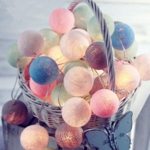 20 LED Cotton Ball Light String Battery Powered Outdoor Garland Light Christmas Holiday Wedding Party Bedroom Fairy Lights Decor