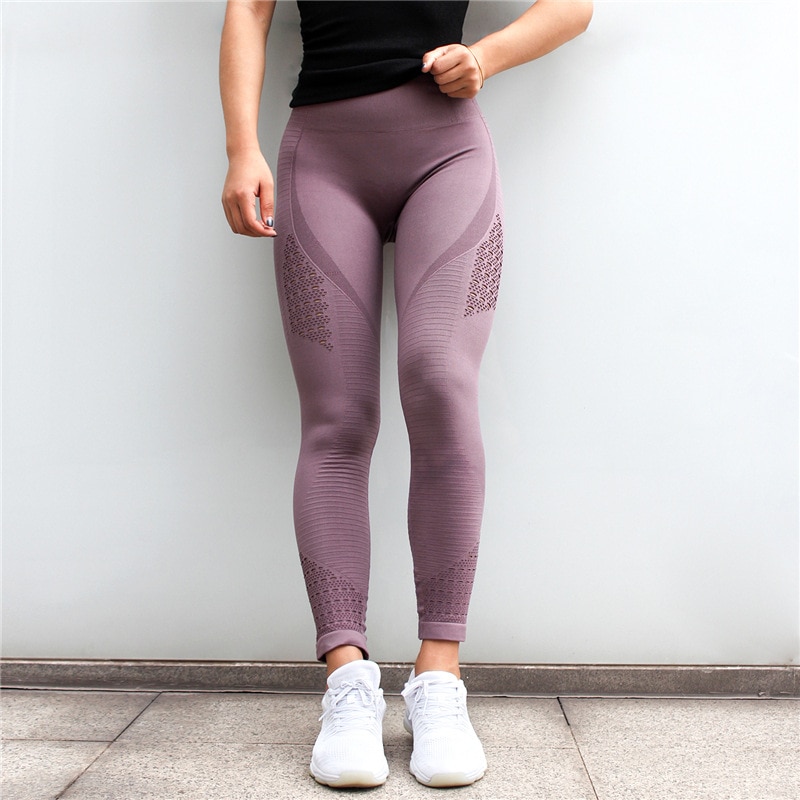 New High Waist Yoga Pants Female 2019 Fashion Slim Hips Sports Nine Pants Women’s Solid Color Legging Sports Trousers