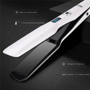 3D Rotating Hair Straightener Professional PTC Hair Styling Iron Fast Heating Flat Iron with Wide Heating Plate and LCD Screen 0