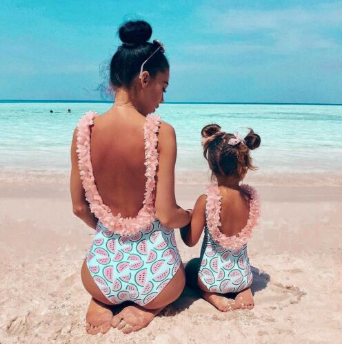 Toddler Infant Baby Girls Watermelon Swimsuit Swimwear Swimming Bikini Lace Patchwork Backless Cute Swimwear 2019 New Hot