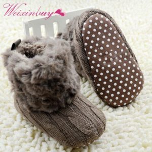 Winter Warm First Walkers Baby Ankle Snow Boots Infant Crochet Knit Fleece Baby Shoes For Boys Girls