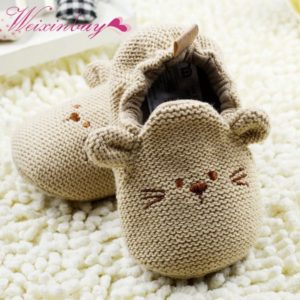 Cute First Walker 0-18M Cartoon Mouse Crib Shoes Baby Kid Elastic Mice Soft Sole Slip-on Shoes0-18 Months