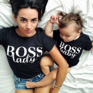 Boss Lady Summer Family Matching Clothes Tshirt Women Son Daughter Mum T-Shirt Tops Kids Baby Girl Boys Casual T Shirt Outfits