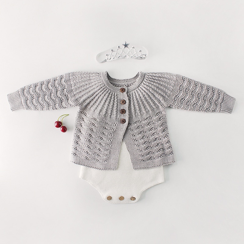 1488 2019 Baby Girl Princesslong Sleeve Knitted Top Baby Sweater Hollow Out Cardigans Newborn Toddler Outerware