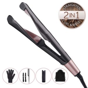 Professional 2 in 1 hair curler and straightener in one Twist curling iron barber salon flat irons styler Tourmaline ceramic