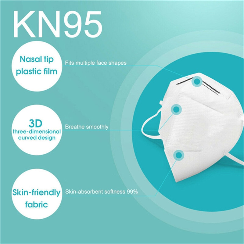 5Pcs FFP3 Respirator KN95 Folding Protective Masks Three Layers Prevent Bacterial Droplets Earhook Disposable Face Mask