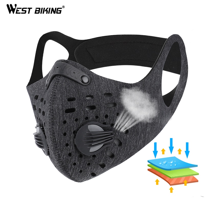 WEST BIKING Sport Face Mask With Filter Activated Carbon PM 2.5 Anti-Pollution Running Training MTB Road Bike Cycling Mask